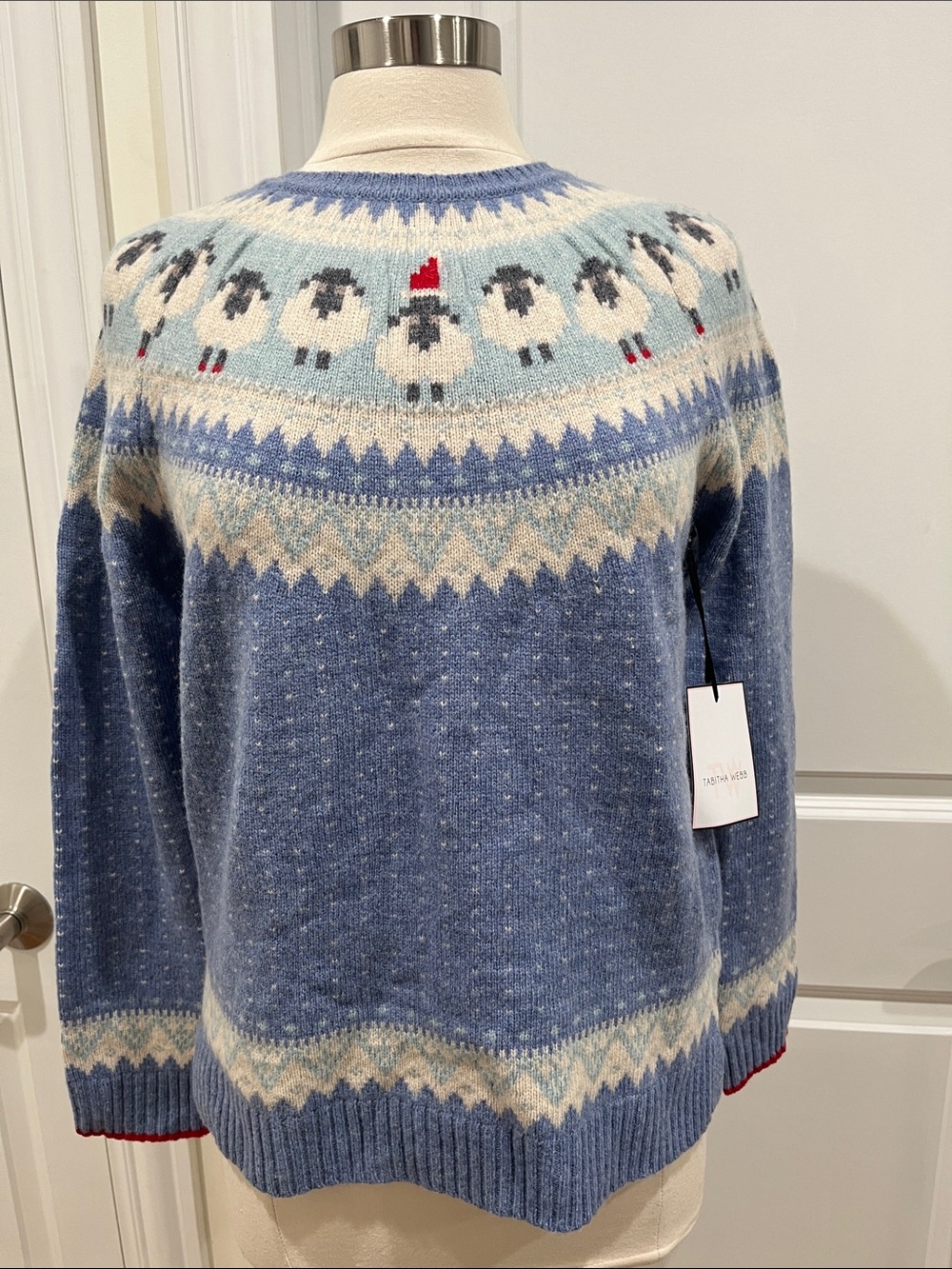 New! Tabitha Webb 80% Lambswool Fair Isle Christmas Sheep Sweater NWT